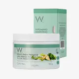 un envase blanco con una etiqueta y una caja