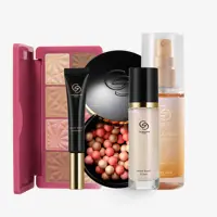 un grupo de productos de maquillaje