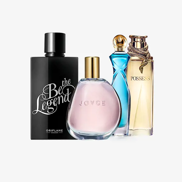 un grupo de frascos de perfume