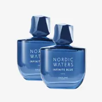 dos frascos azules de perfume