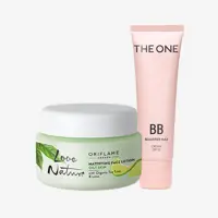un grupo de cosméticos sobre fondo blanco