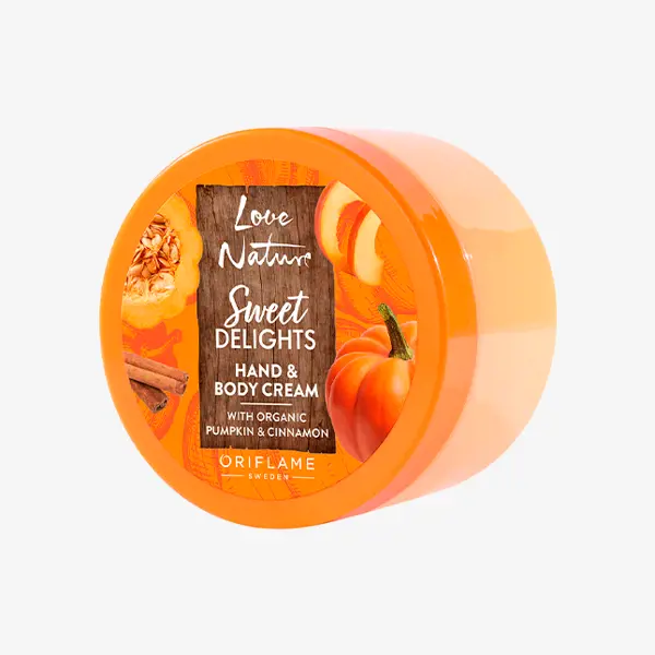 Envio Gratis Crema de Manos y Cuerpo Sweet Delights con Calabaza y Canela Orgáni