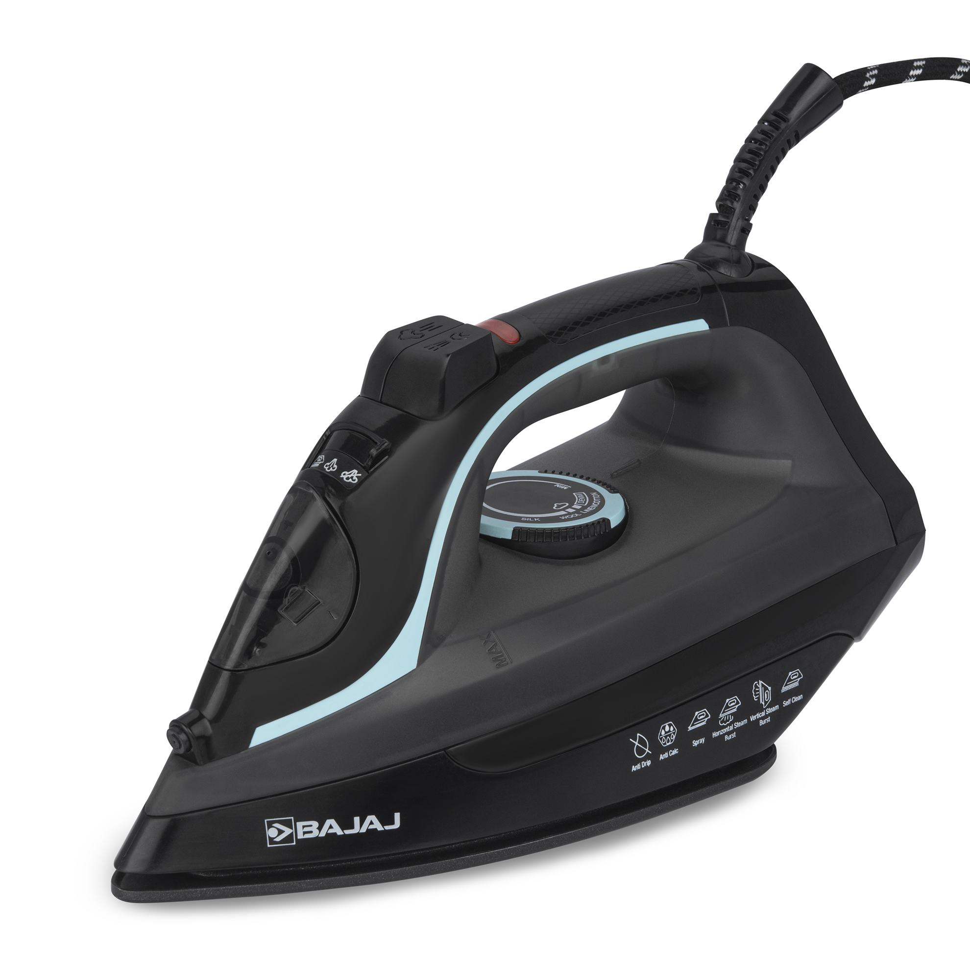 a black iron with a cord