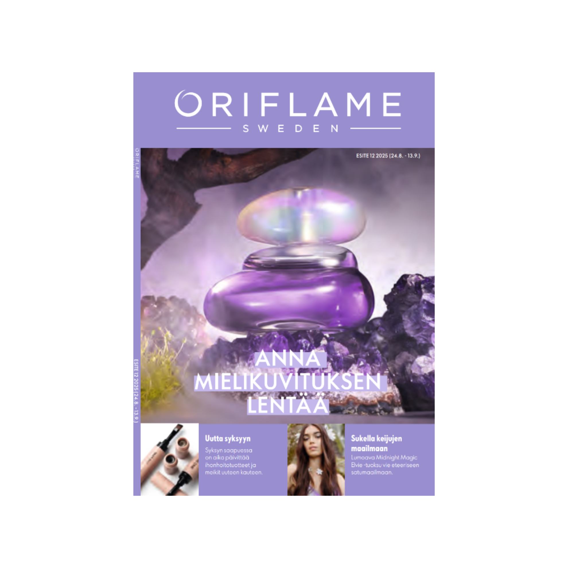 lehden kansi, jossa on violetti ja selkeä esine