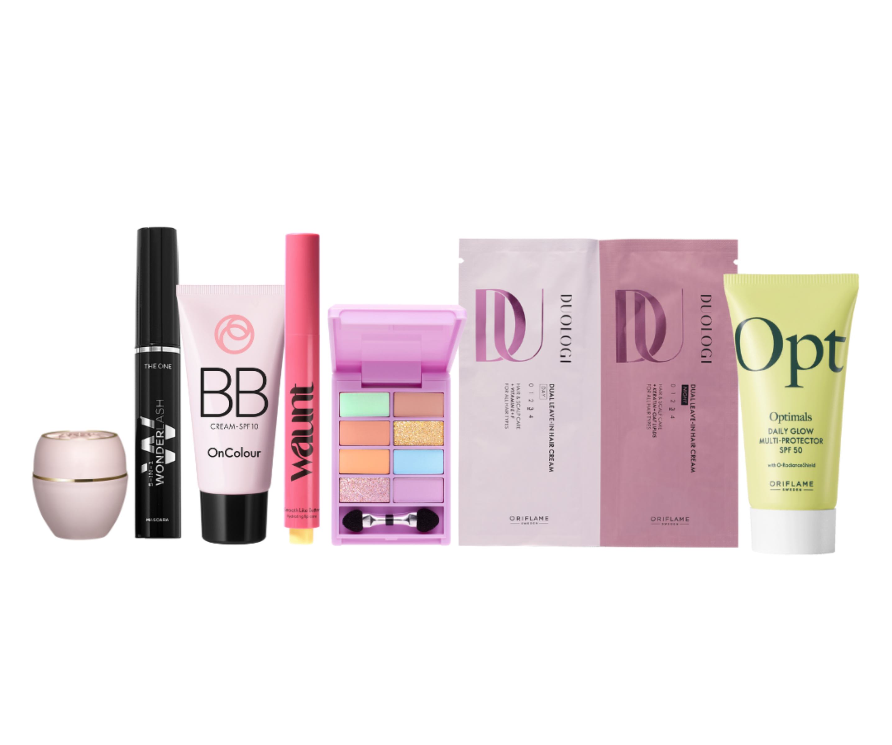 a group of makeup products