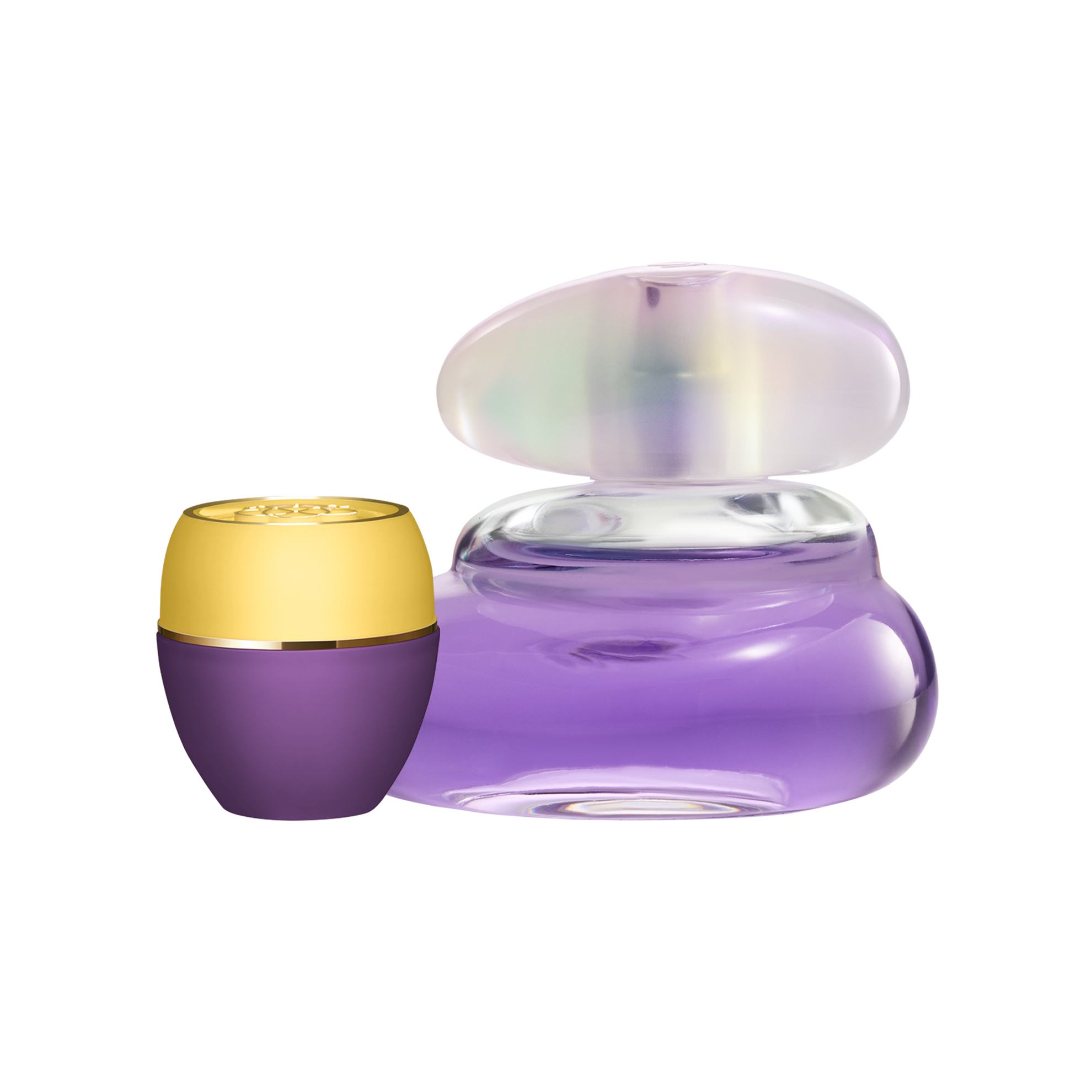 lila üveg arany fedéllel