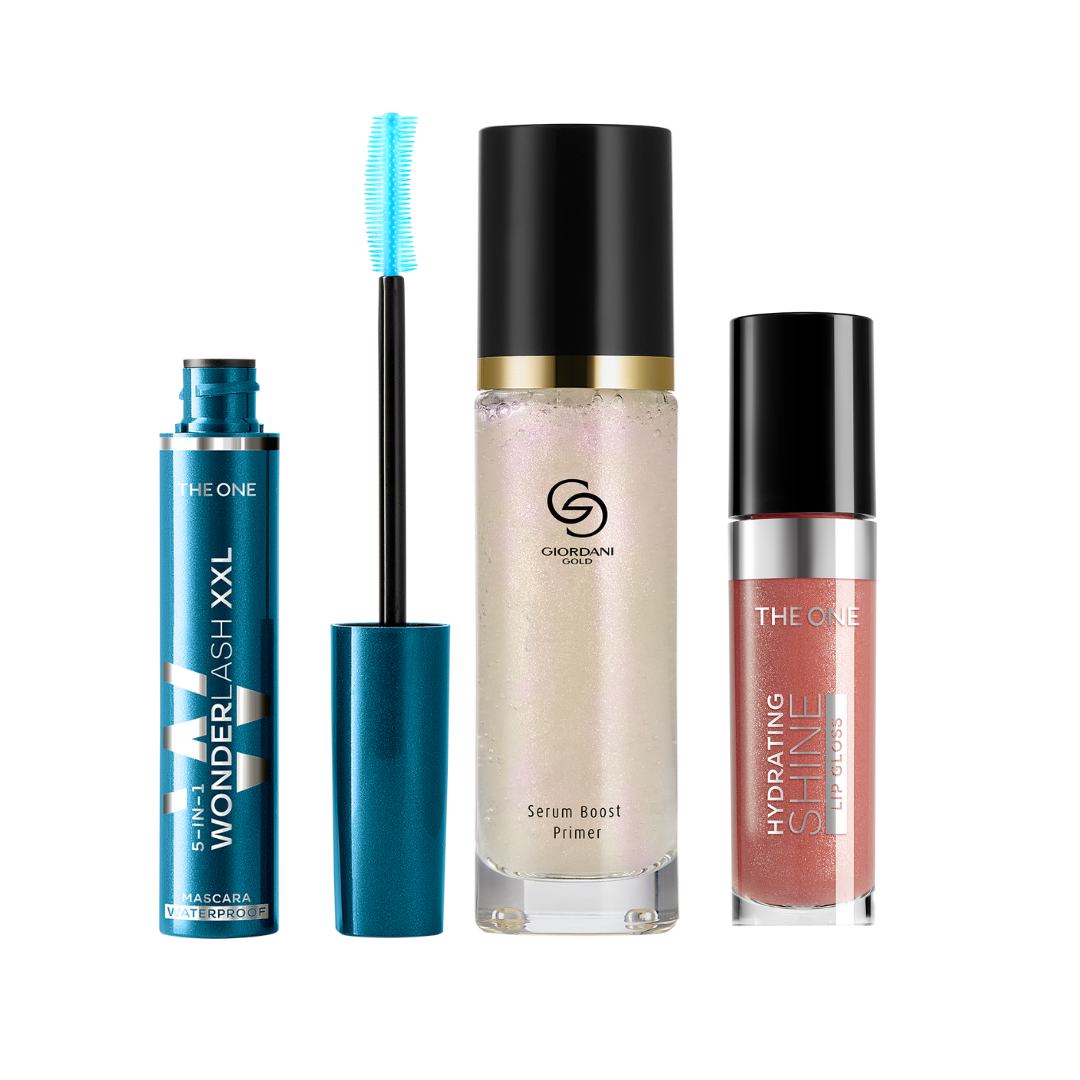 a group of makeup products
