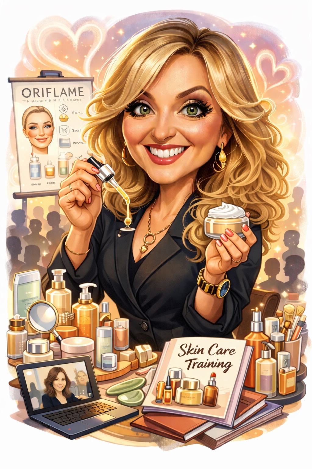 žena držící kapátko a sklenici s tekutinou