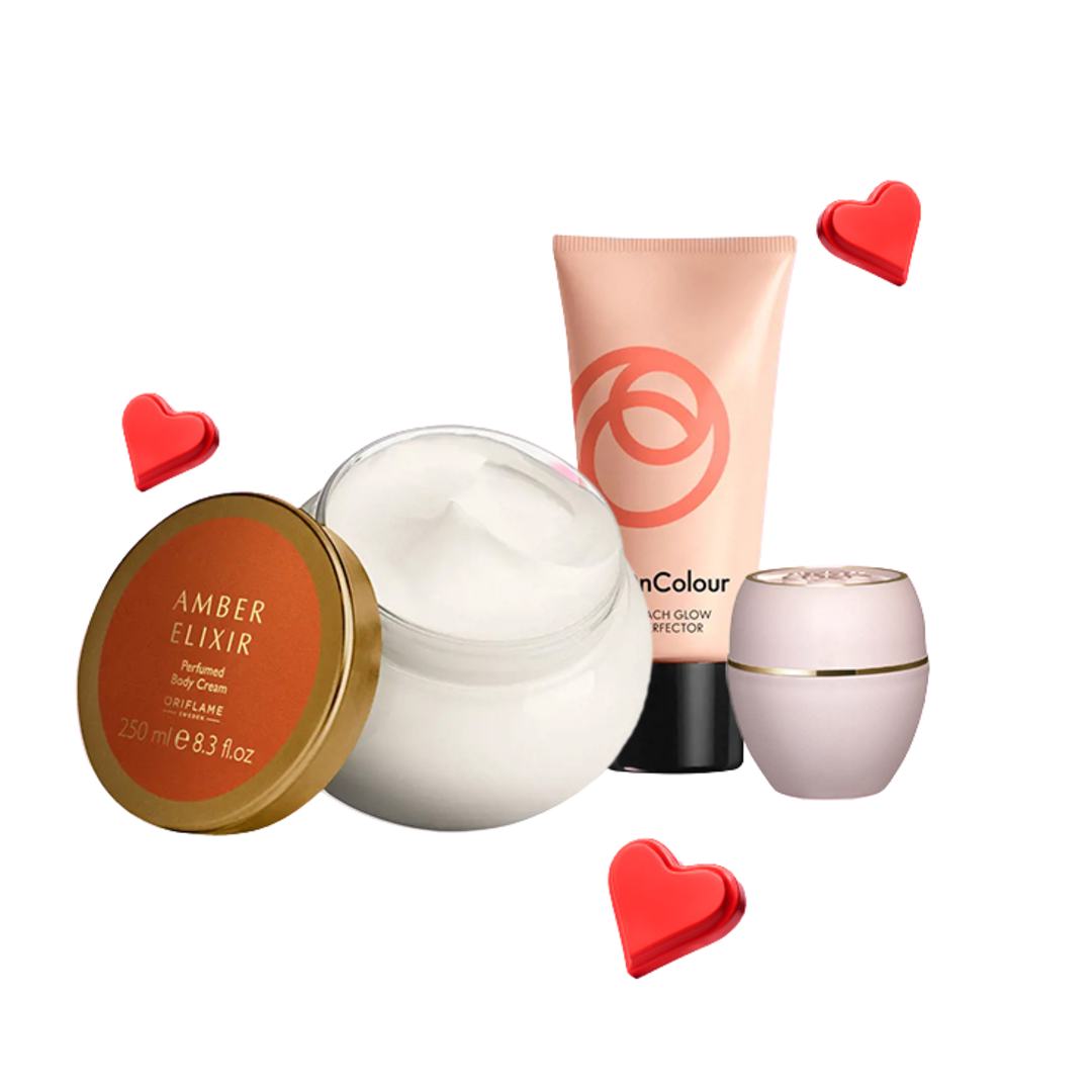 sekelompok produk makeup yang berbeda