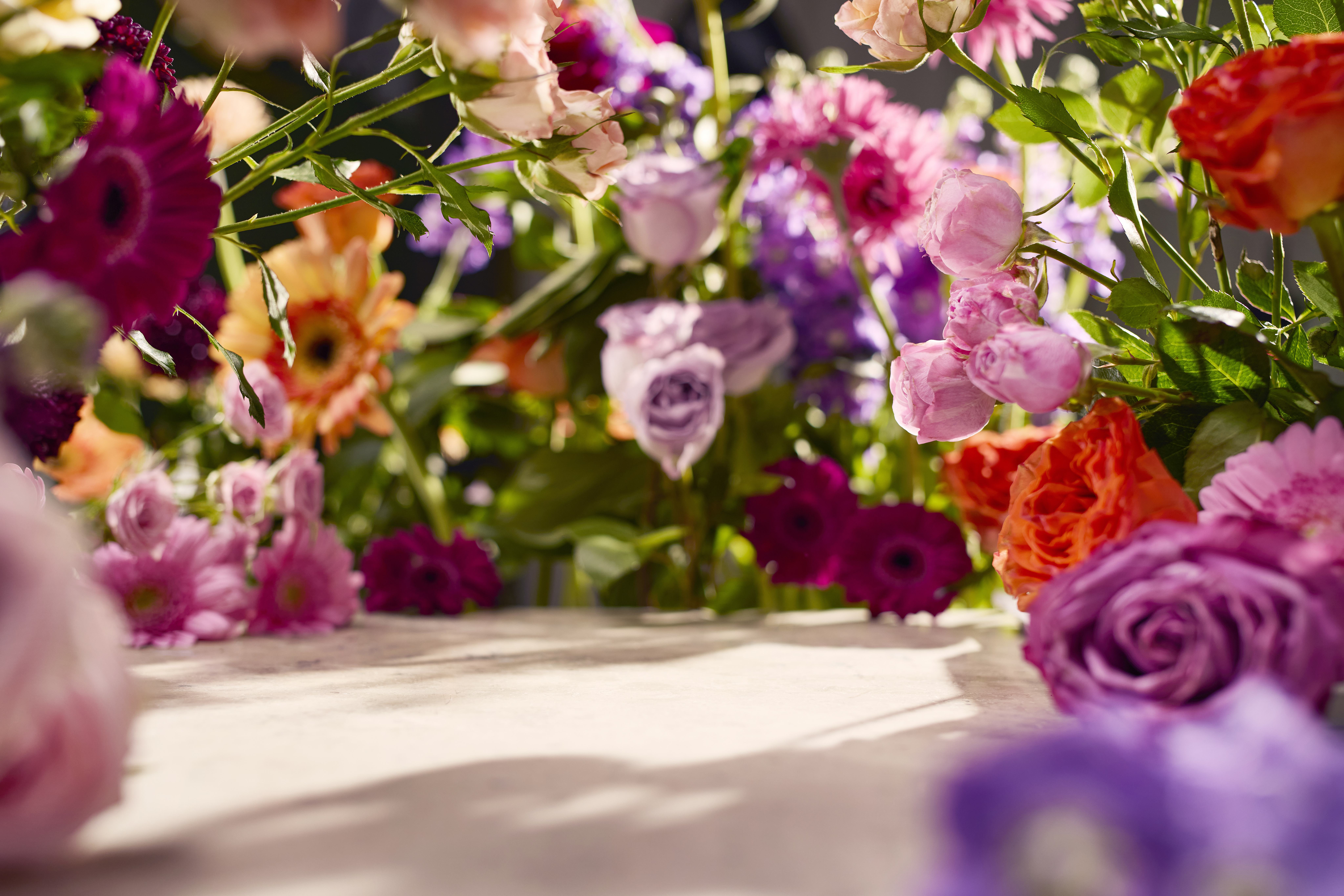 skupina květin na stole