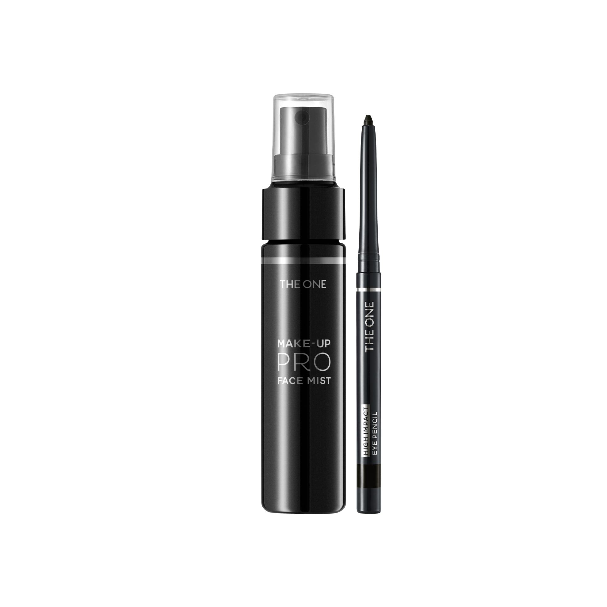 a black bottle with a black cap and a black eyeliner
