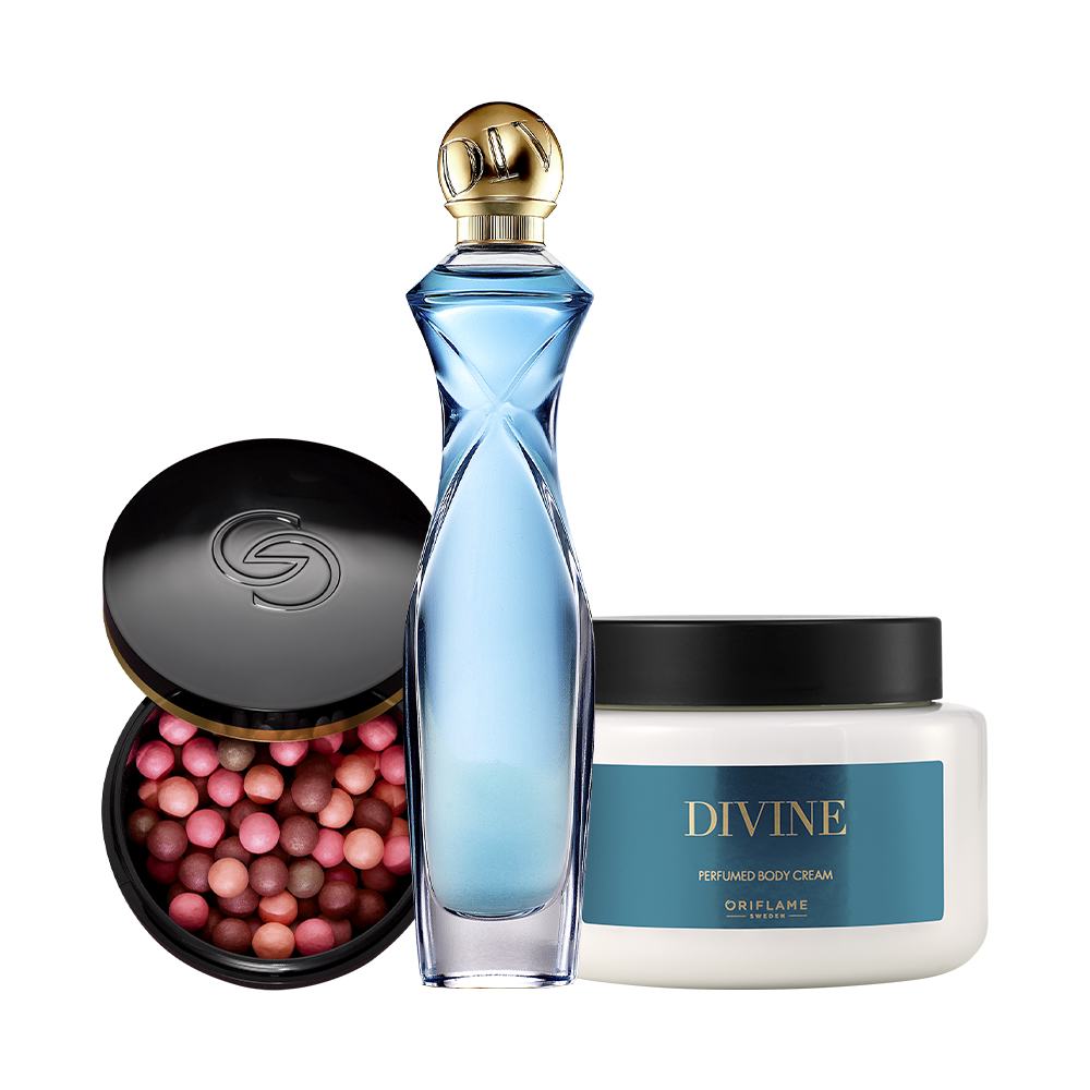 un flacon de parfum et un pot de fard à joues