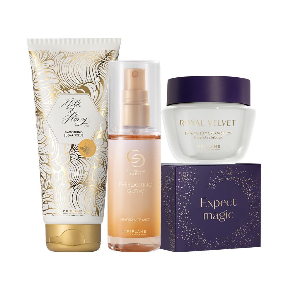 a group of beauty products