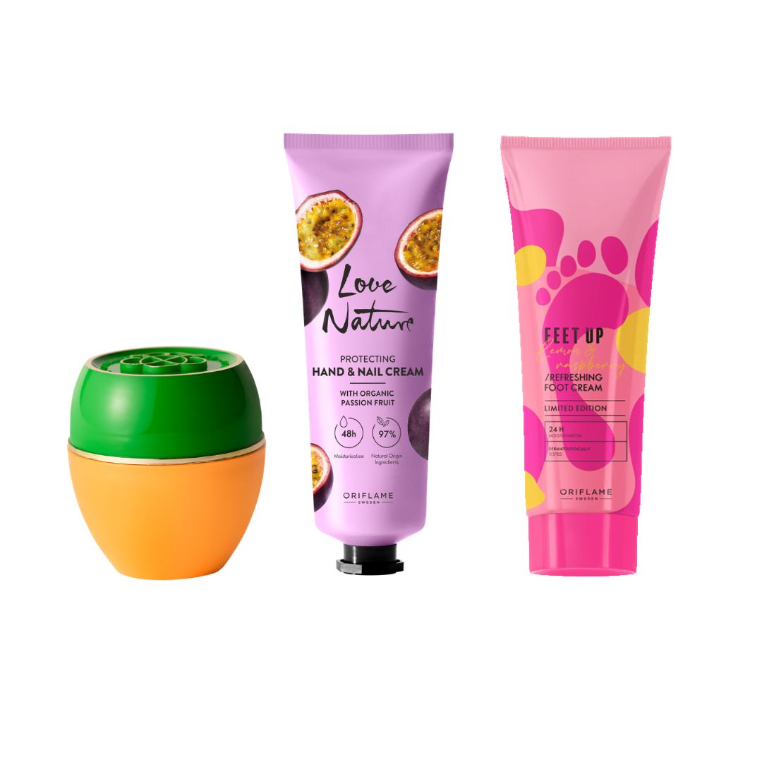 een groep flesjes crème en nagelcrème