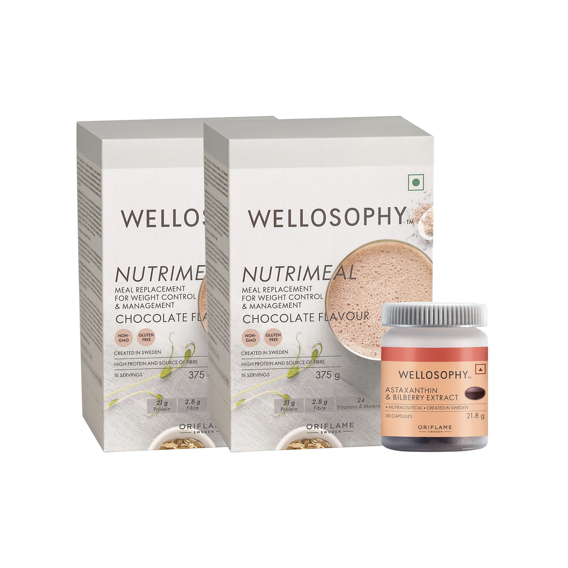 a group of boxes with a bottle of nutrimeal powder