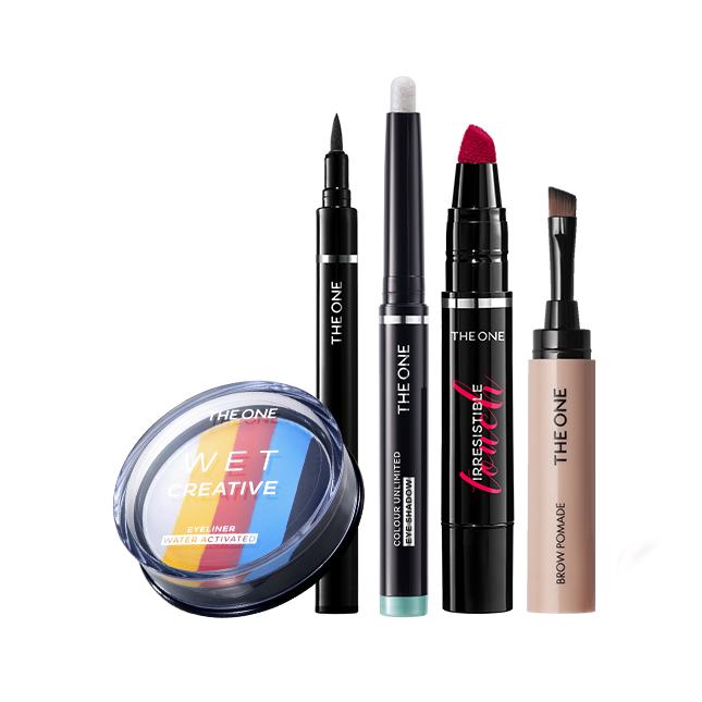 un conjunto de productos de maquillaje