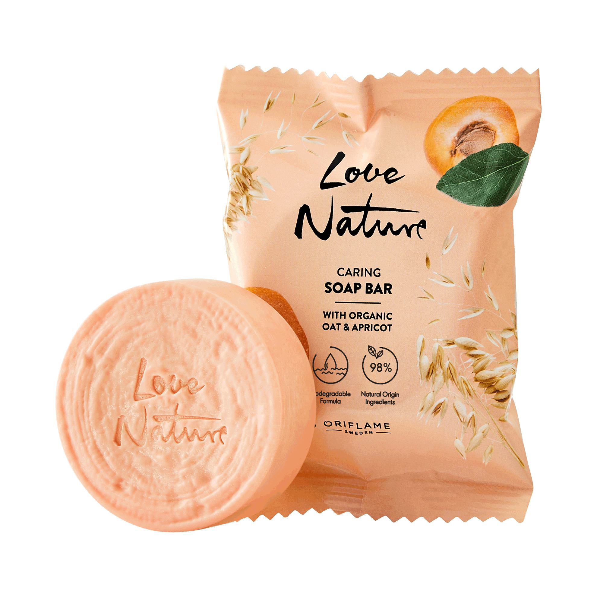 a bar of soap with a peach colored wrapper