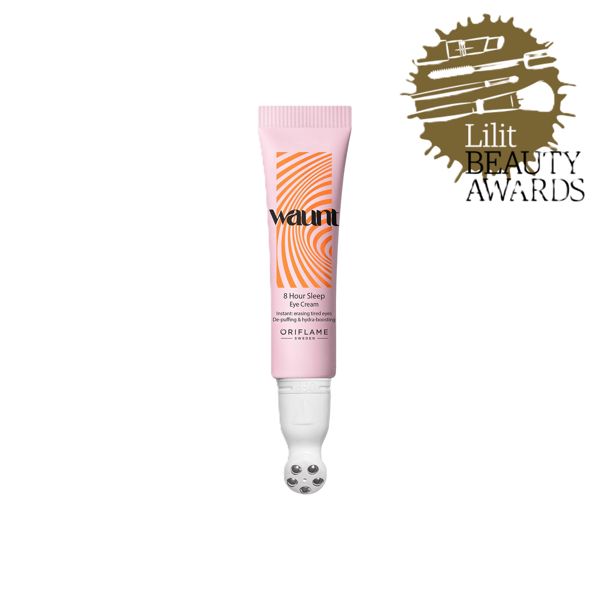 roosa tuub oranži ja musta tekstiga