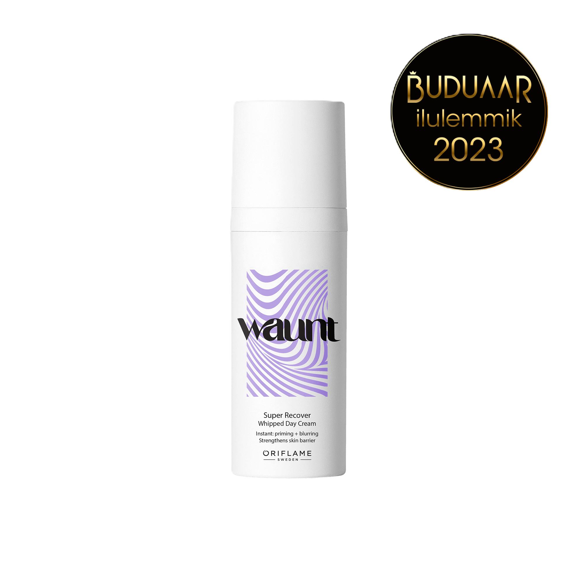 valge pudel lilla ja musta tekstiga