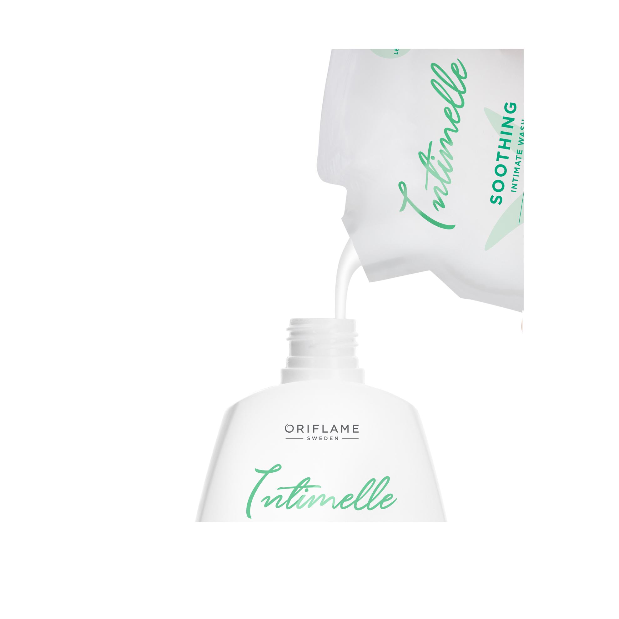 un frasco blanco con texto verde