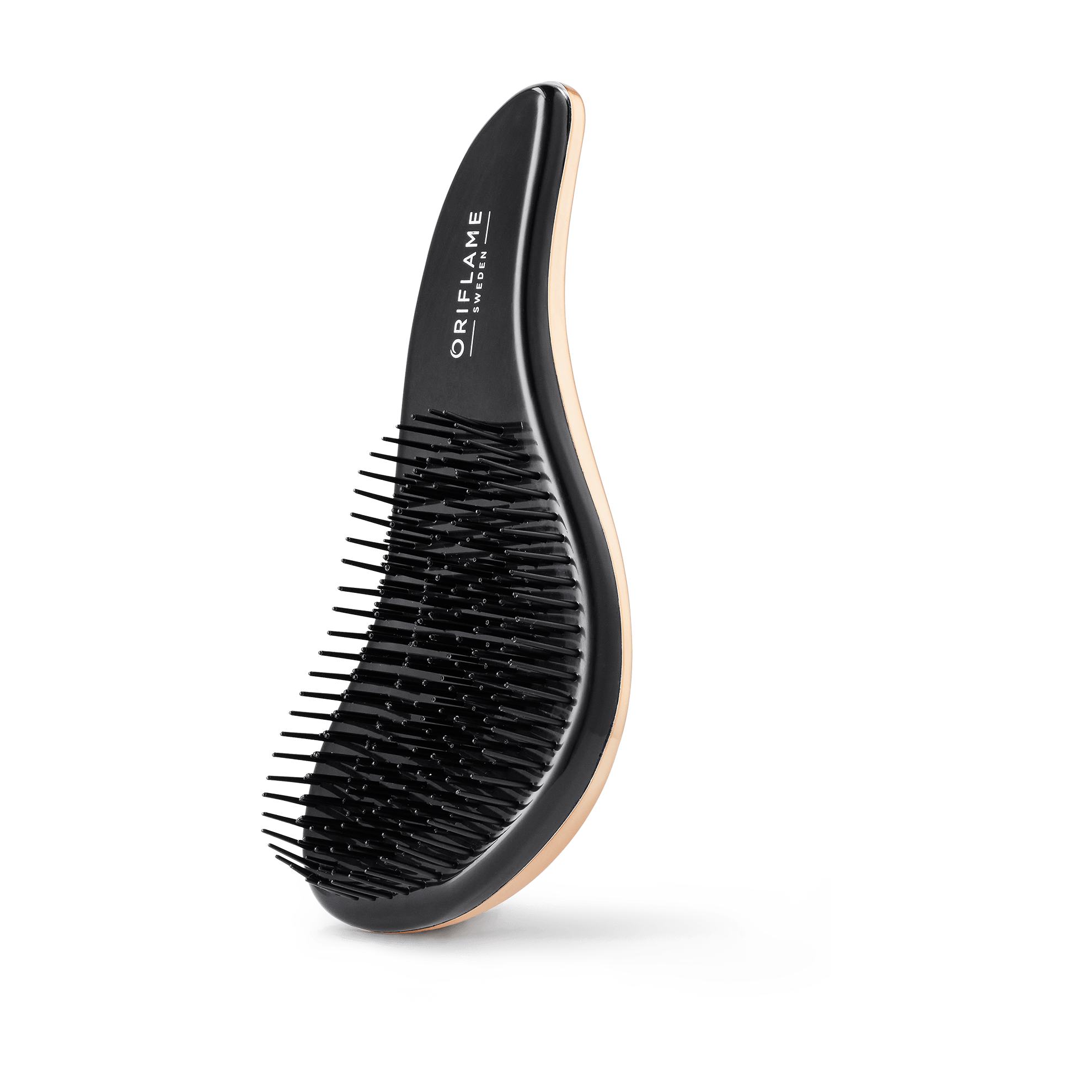 Un cepillo para el cabello negro con cerdas.