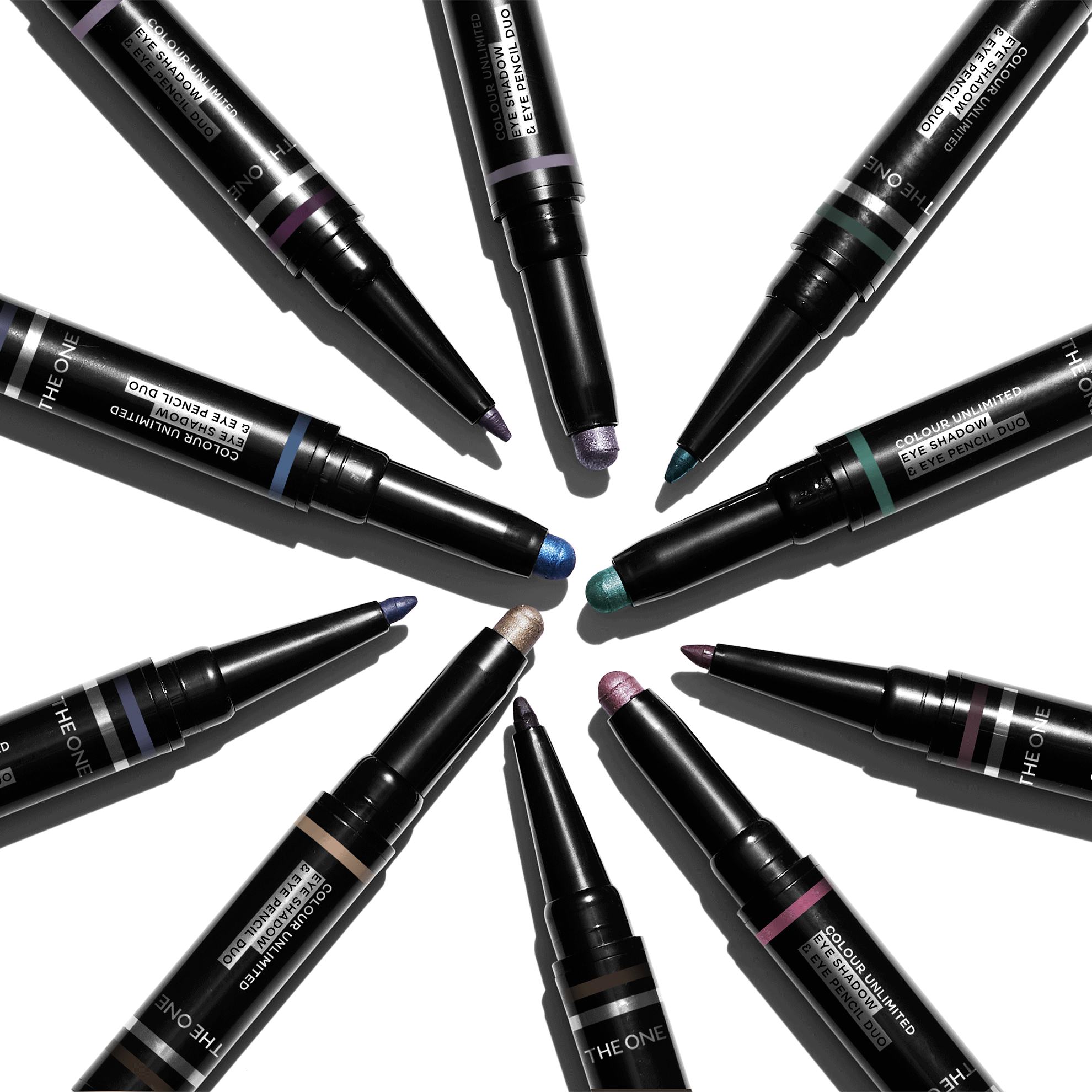 een set zwarte en blauwe eyeliners
