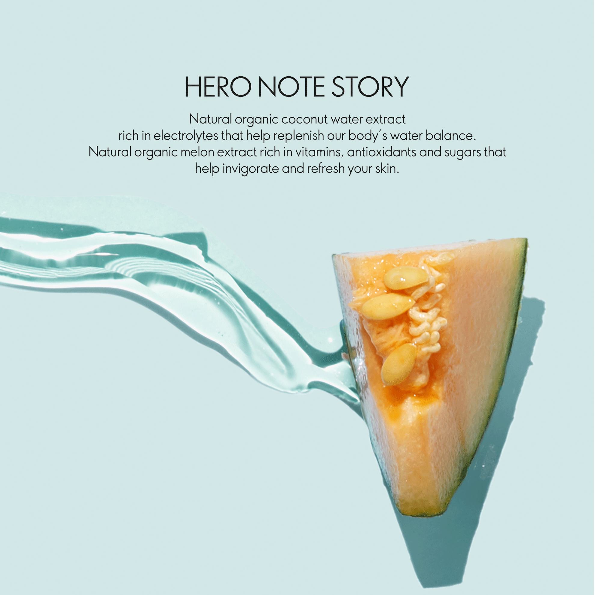 a piece of melon with water splashing