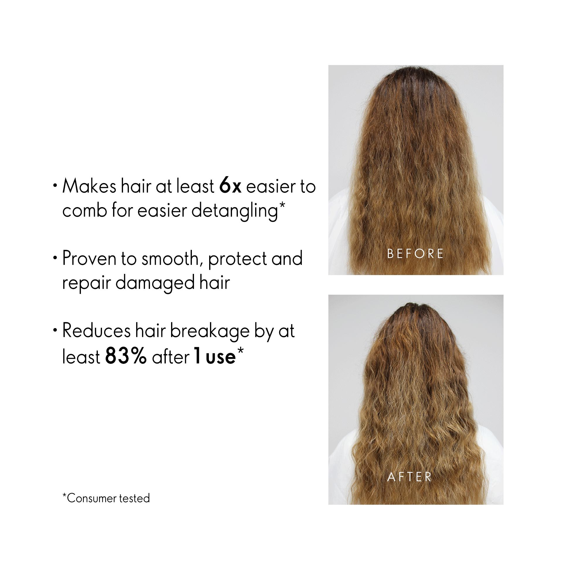 a woman's hair before and after