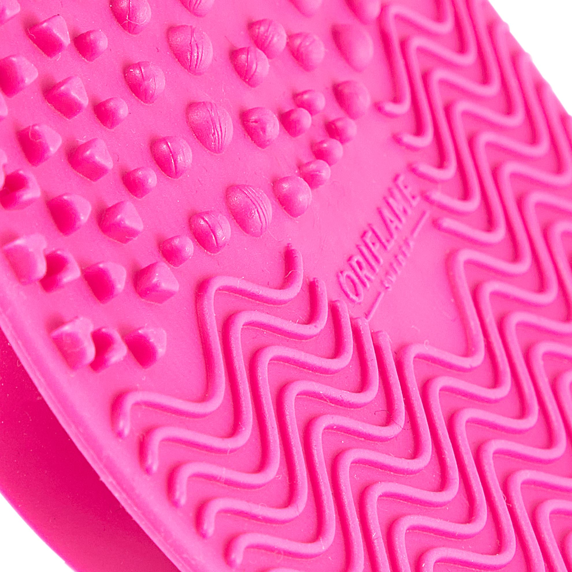 een close-up van een roze rubberen zool