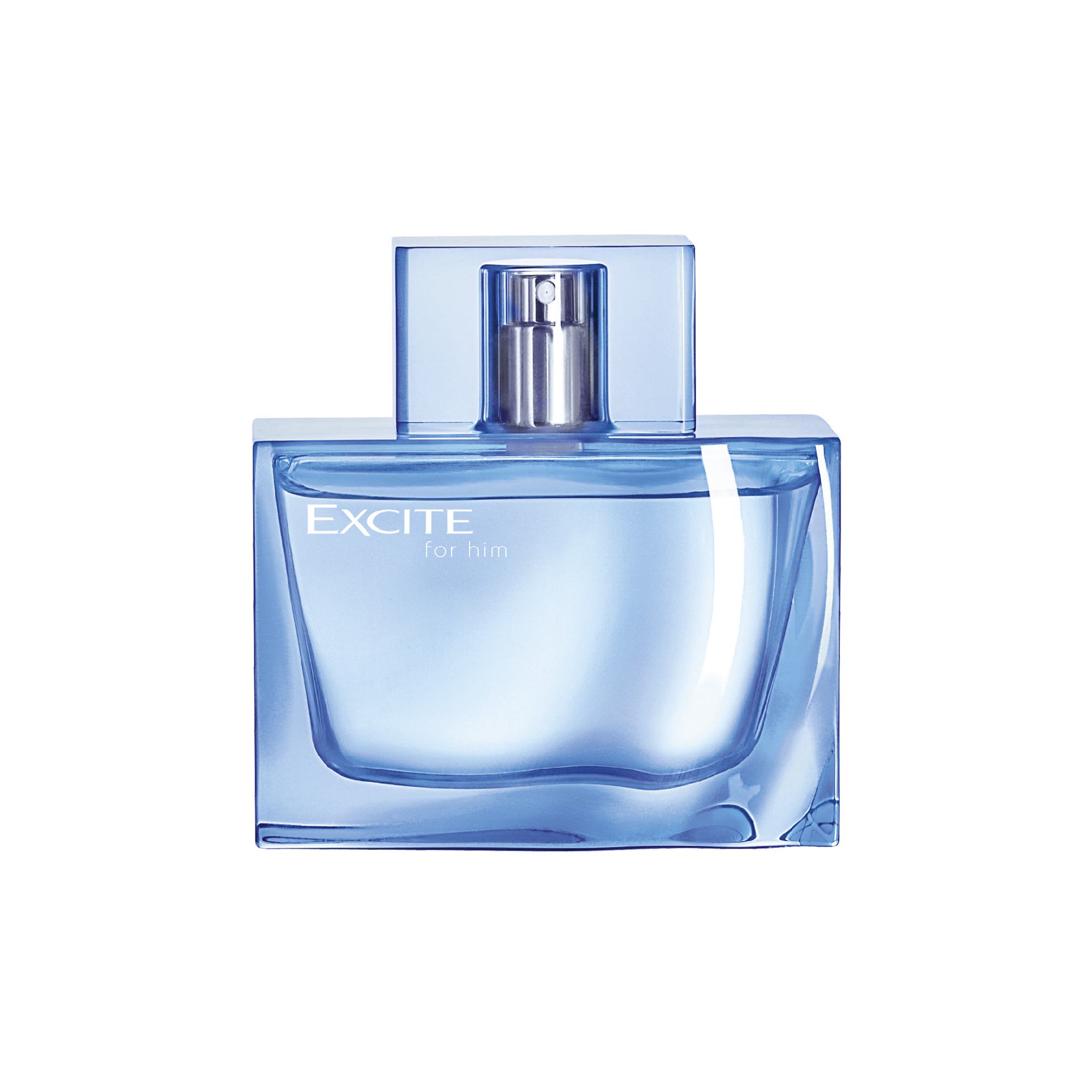 un frasco de perfume azul