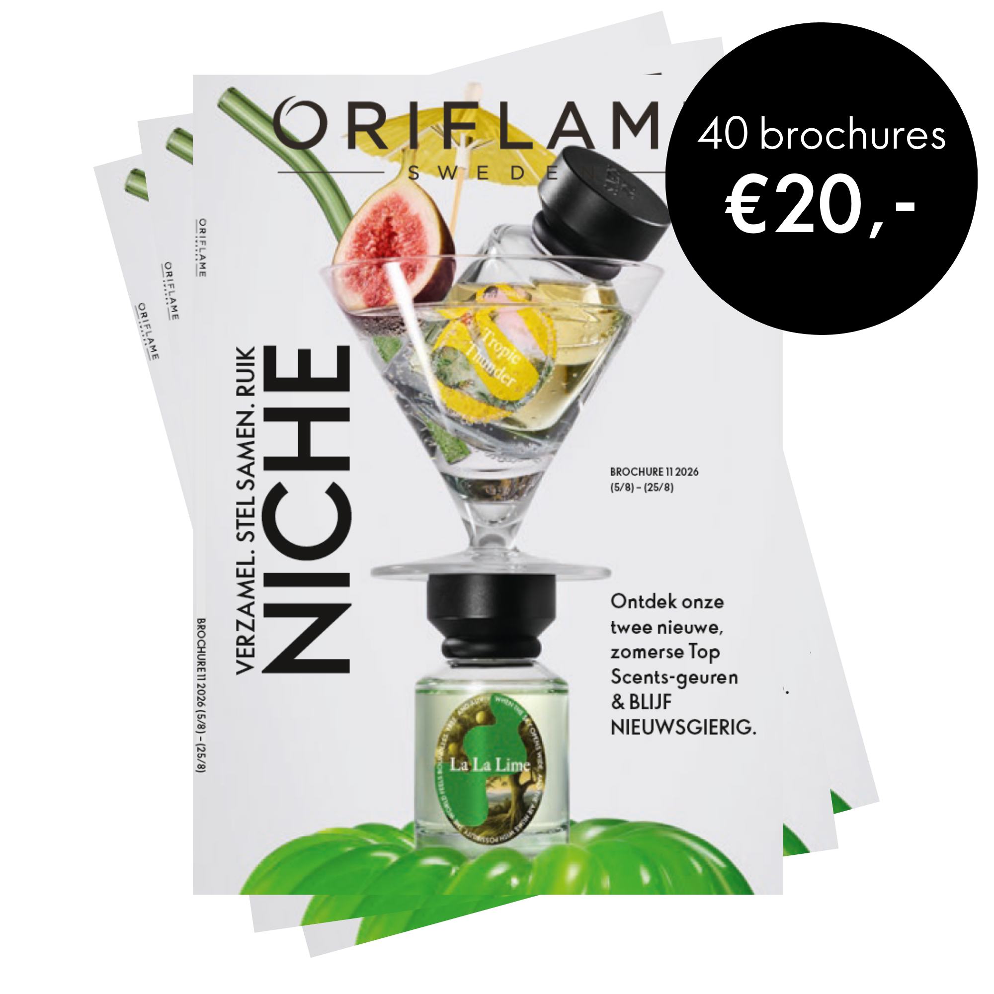 een tijdschrift met een glas vloeistof en een fles vloeistof