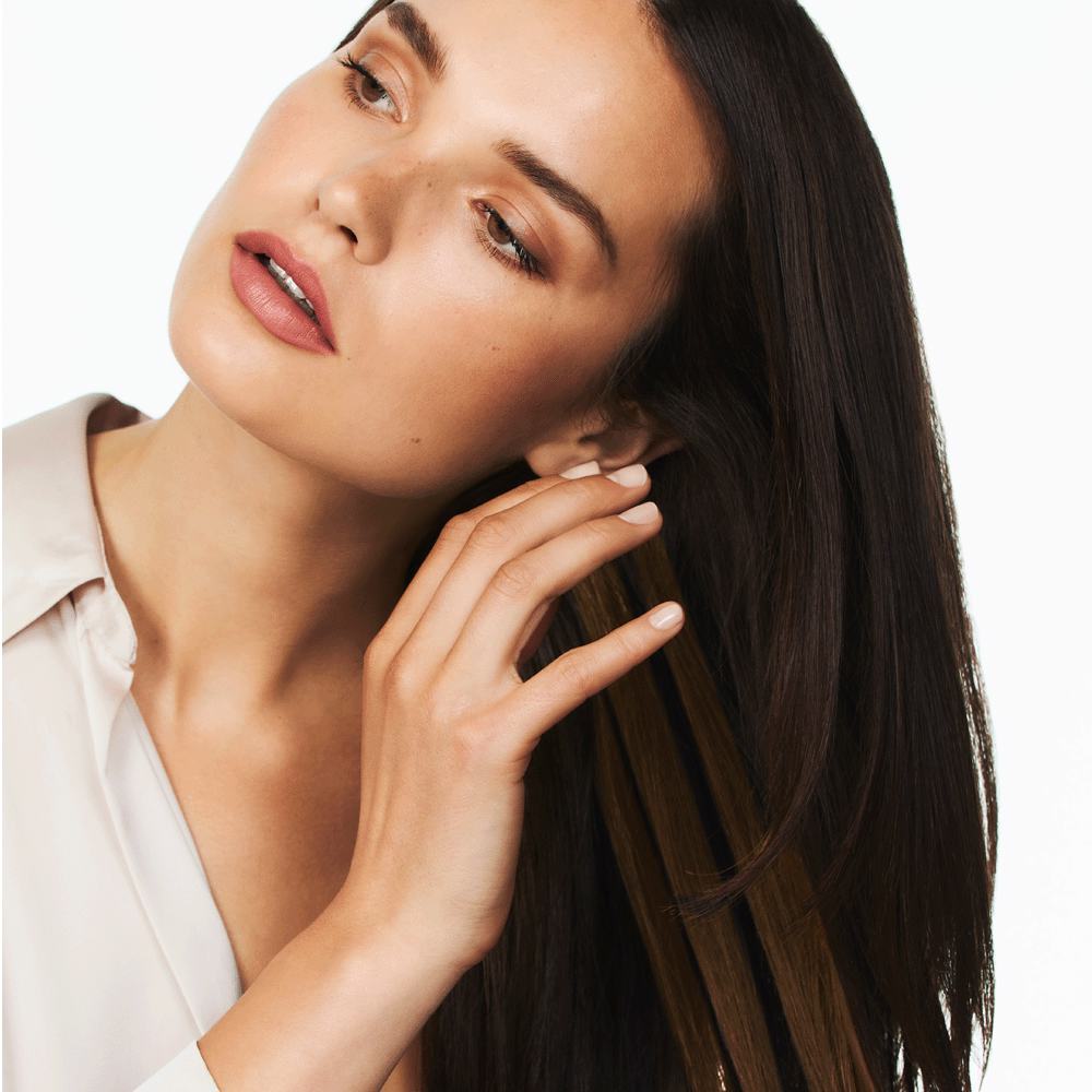 a woman with long brown hair