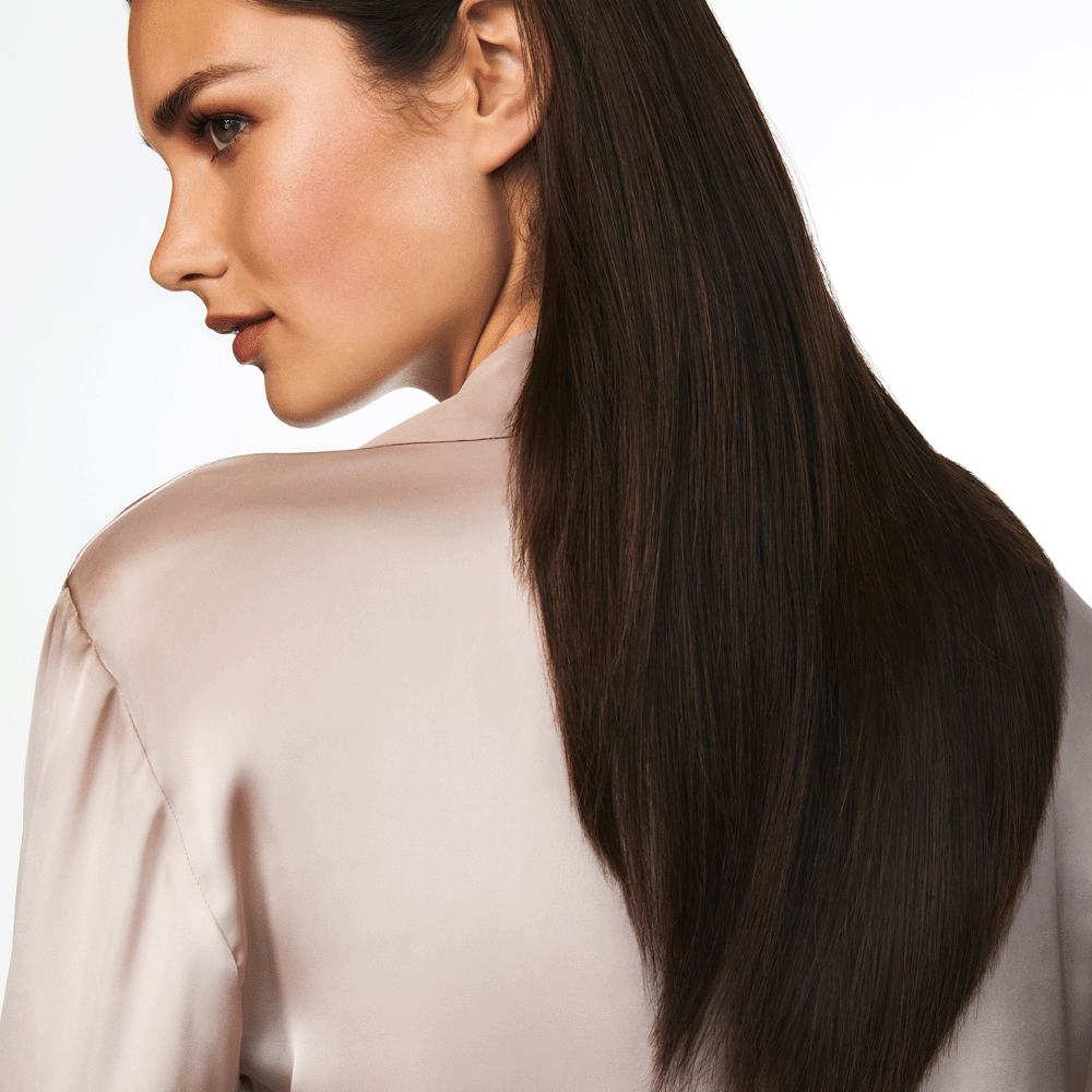 a woman with long hair