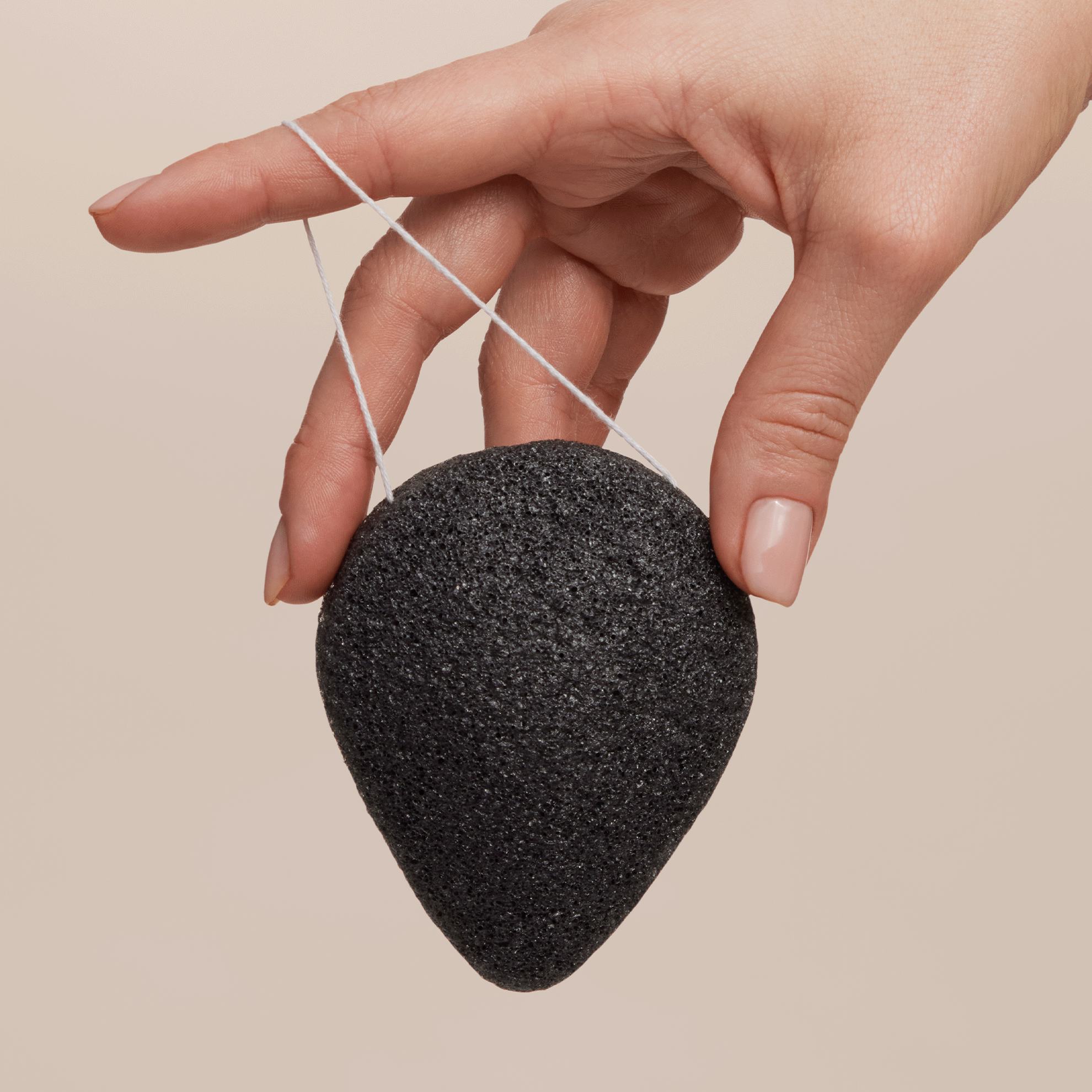 a hand holding a black rock