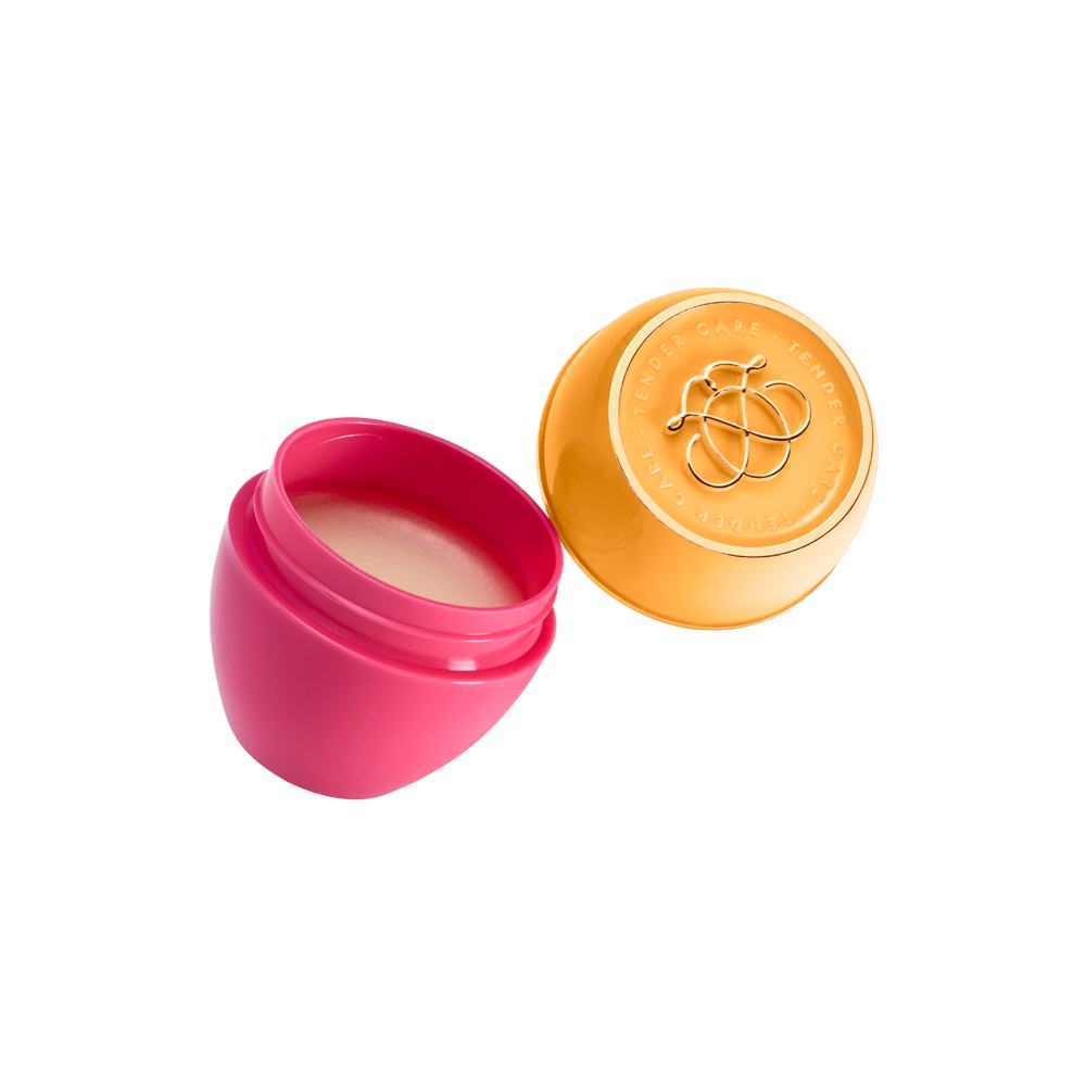 a pink and yellow container with a lid