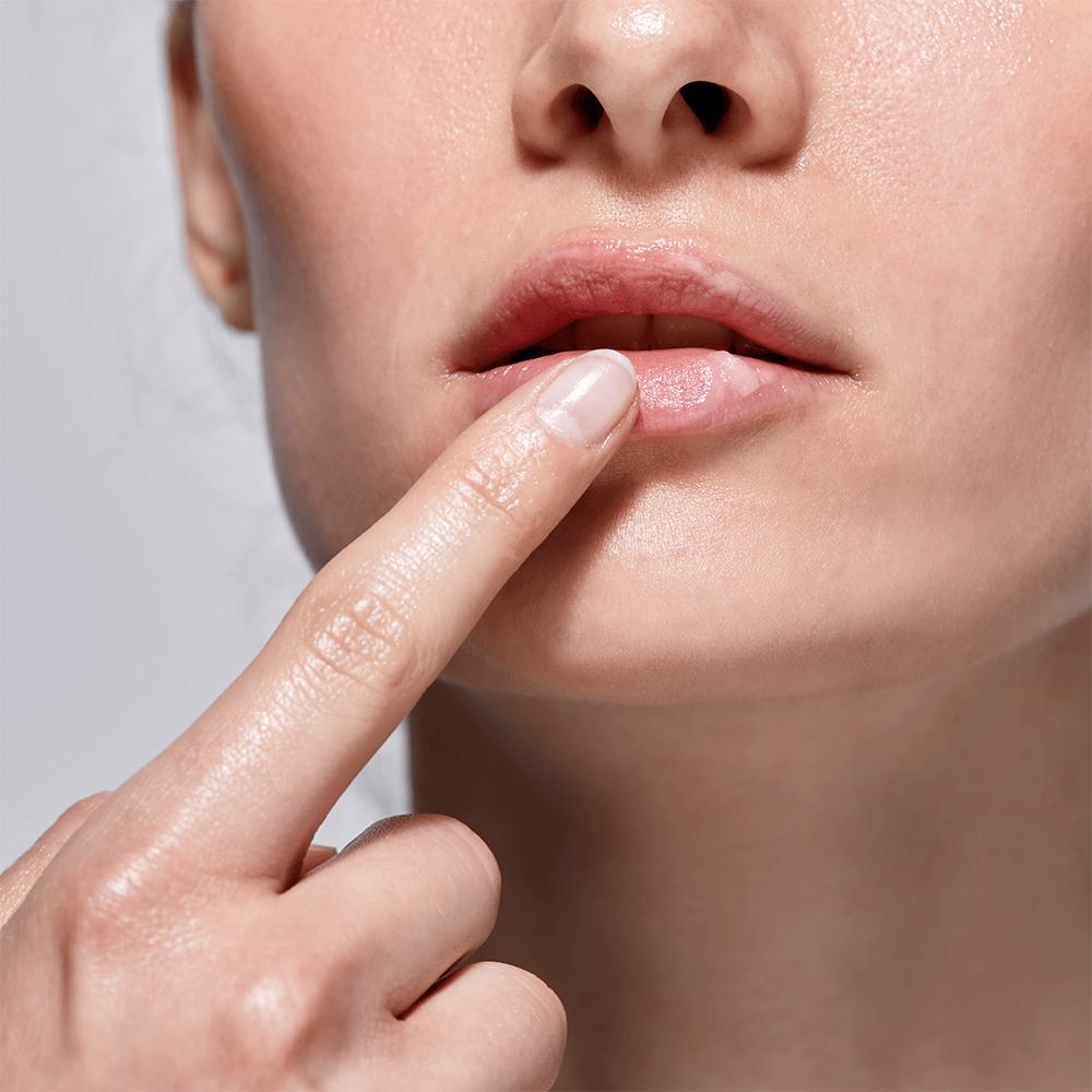 a close up of a woman's lips