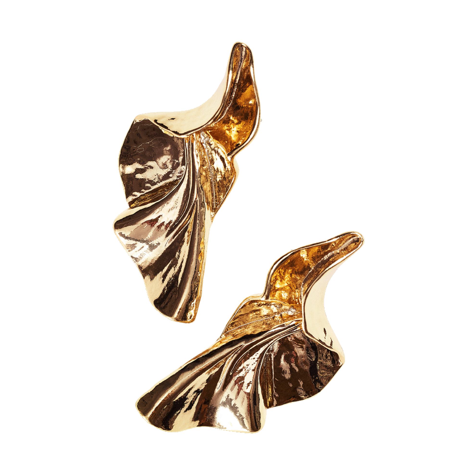 a pair of gold leaves