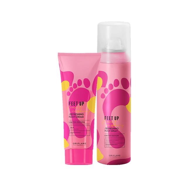 un frasco de crema rosa y amarillo