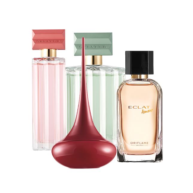 un grupo de frascos de perfume