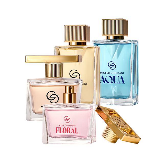 un grupo de frascos de perfume