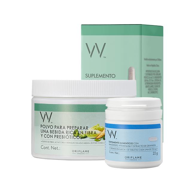 un envase blanco con una etiqueta azul junto a un envase blanco con una etiqueta azul