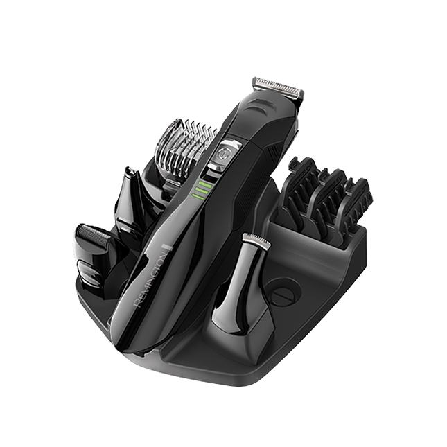 Una afeitadora eléctrica negra con boquillas.