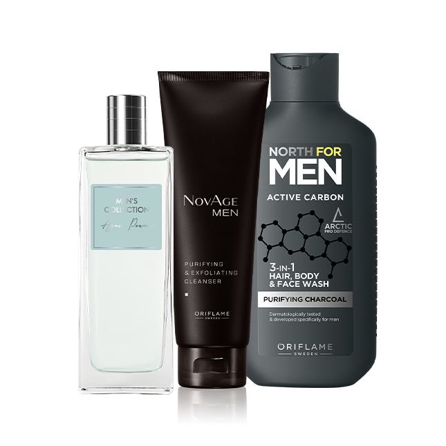 un grupo de frascos de cosméticos para hombre