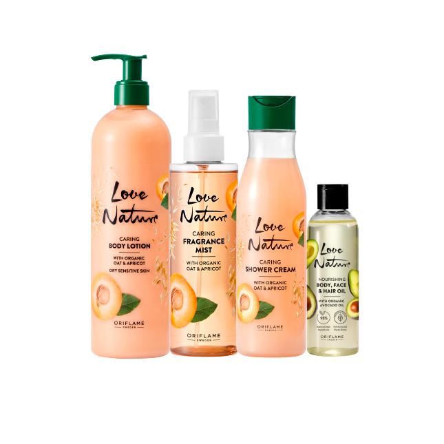 Un grupo de botellas de loción corporal.