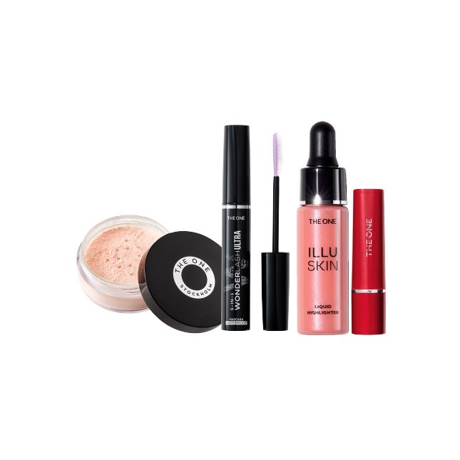 un grupo de productos de maquillaje