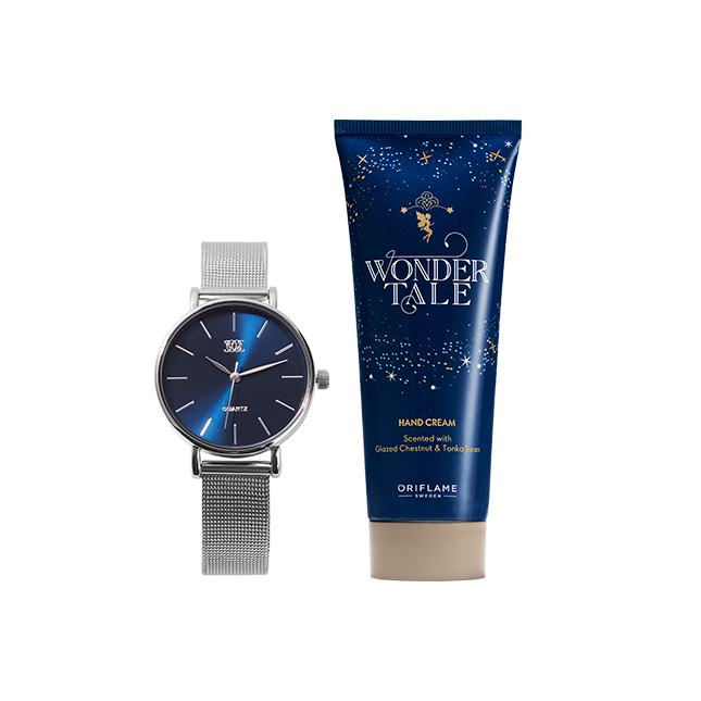 un reloj y un tubo de crema