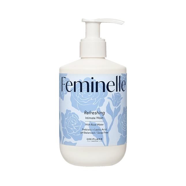 un frasco blanco con etiqueta azul